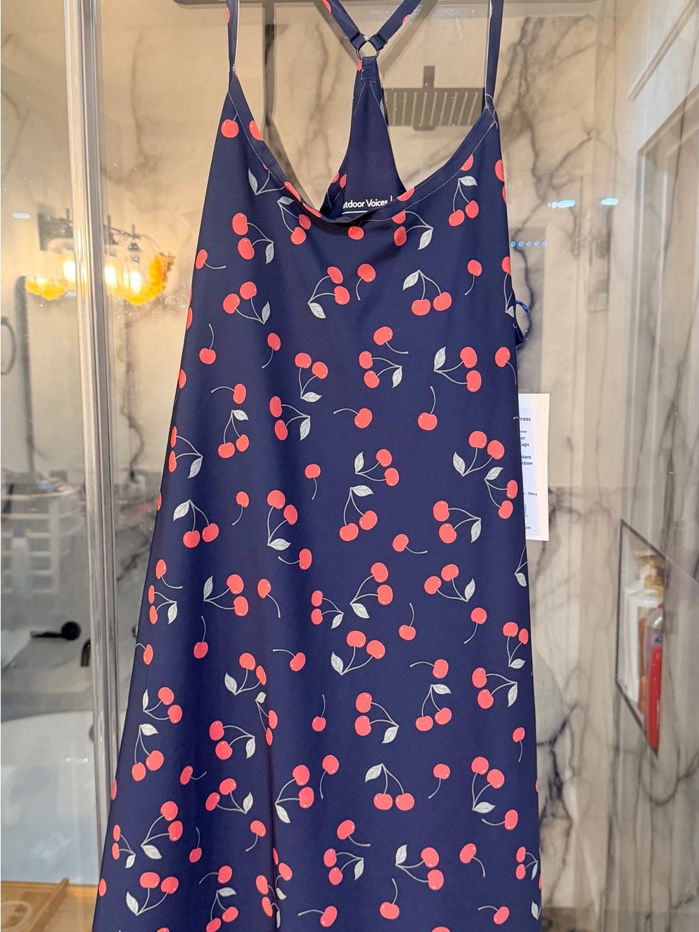 Outdoor Voices Navy Cherry-Print Romper